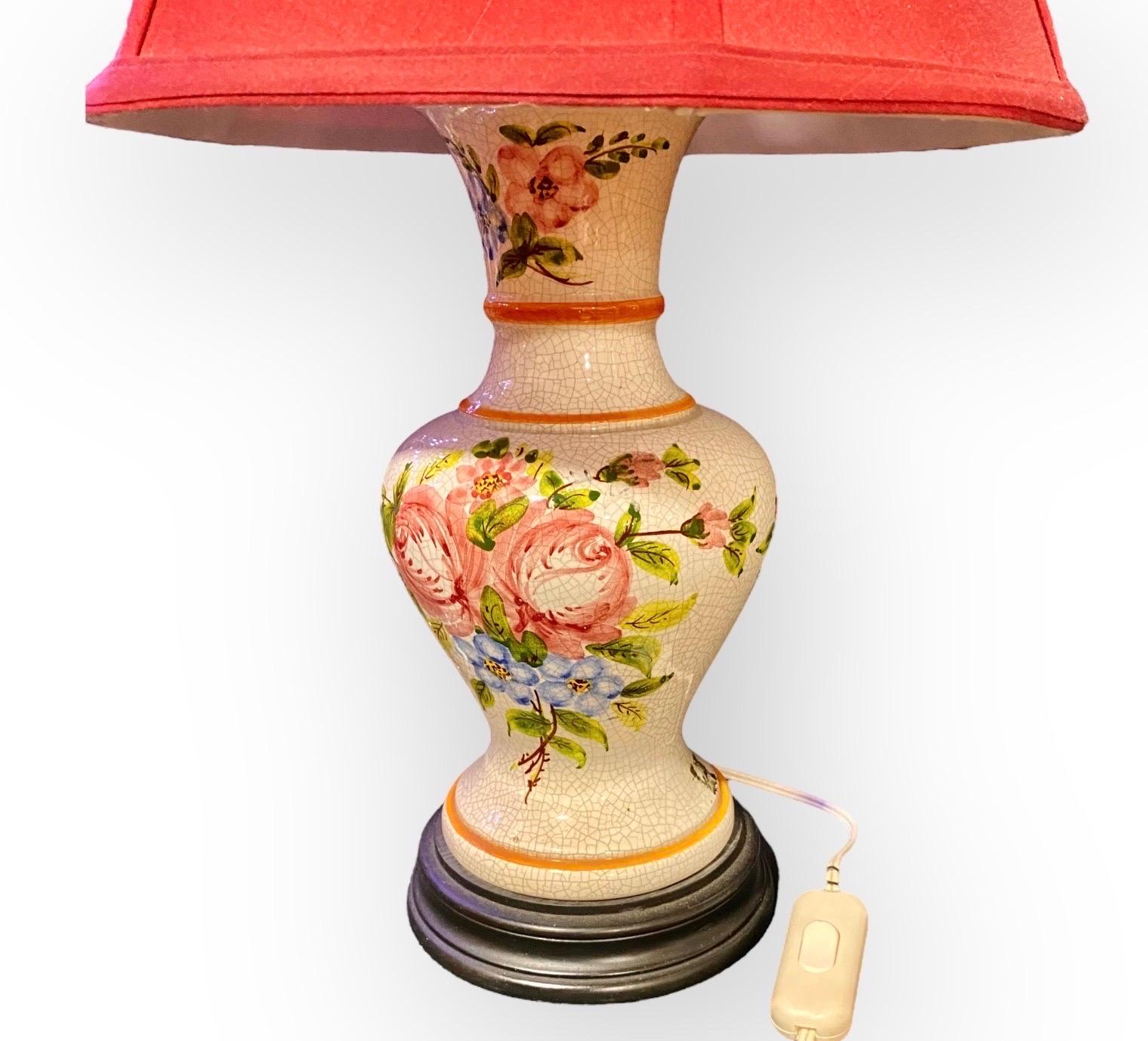 Vintage French Faience Table Lamp For Sale 4