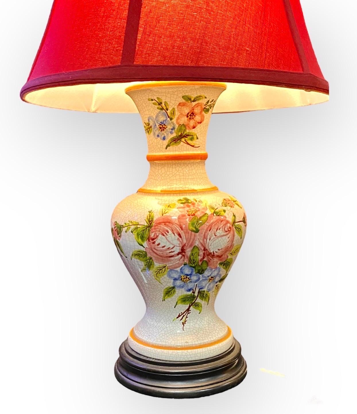 French Provincial Vintage French Faience Table Lamp For Sale