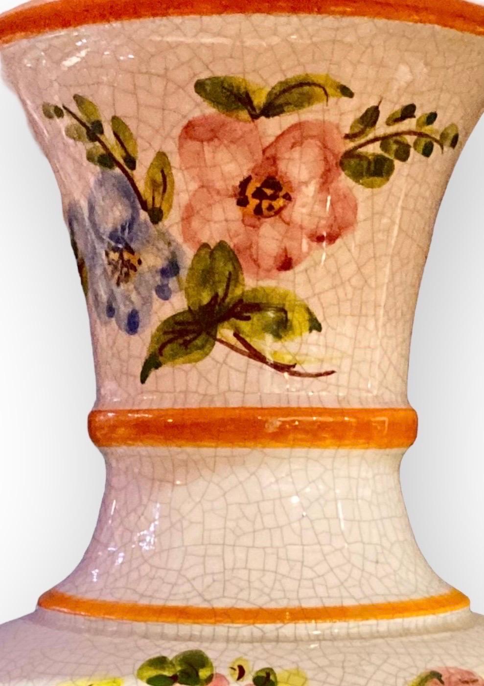Vintage French Faience Table Lamp For Sale 2