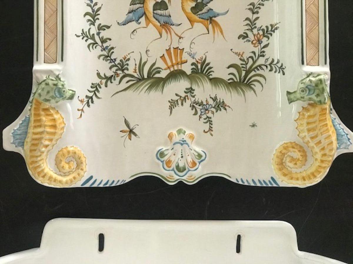 Französische Fayence-Wand Lavabo aus Lallier Moustiers aus Fayence, 3 Teile (Französische Provence)