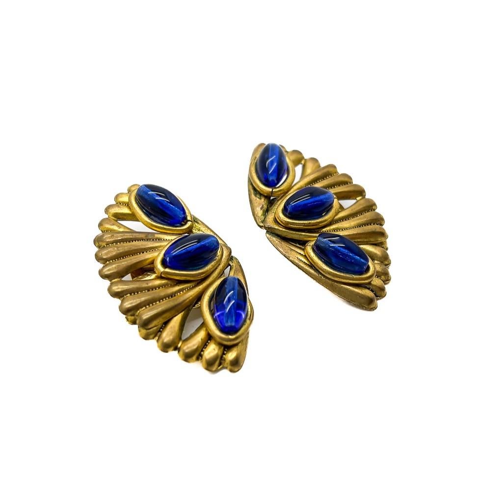 Vintage French Fan Earrings 1980s In Good Condition For Sale In Wilmslow, GB