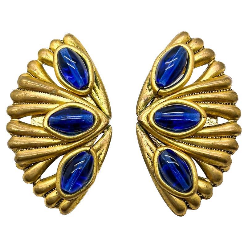 Vintage French Fan Earrings 1980s For Sale