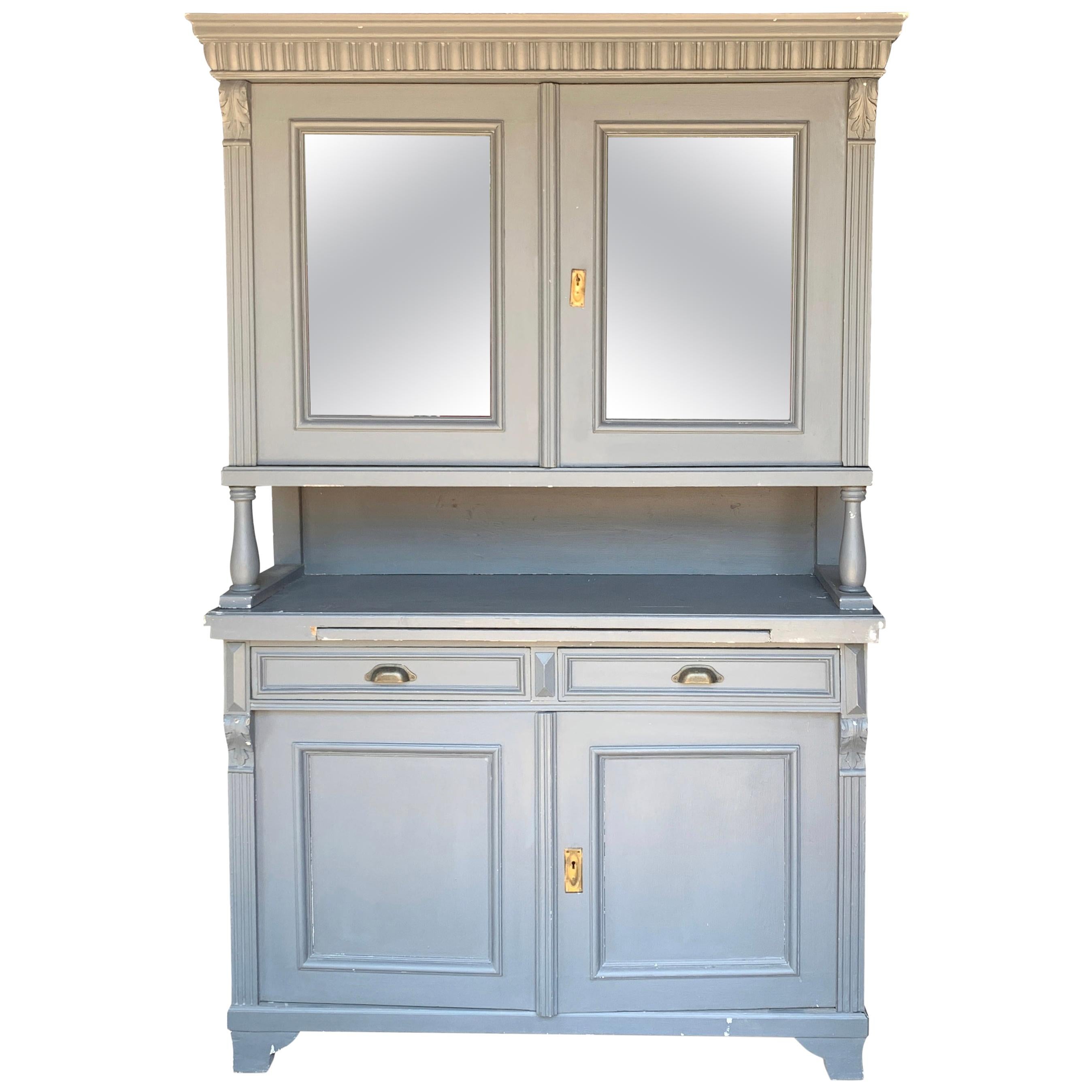 Vintage Style TwoPiece Oak Hutch For Sale at 1stDibs