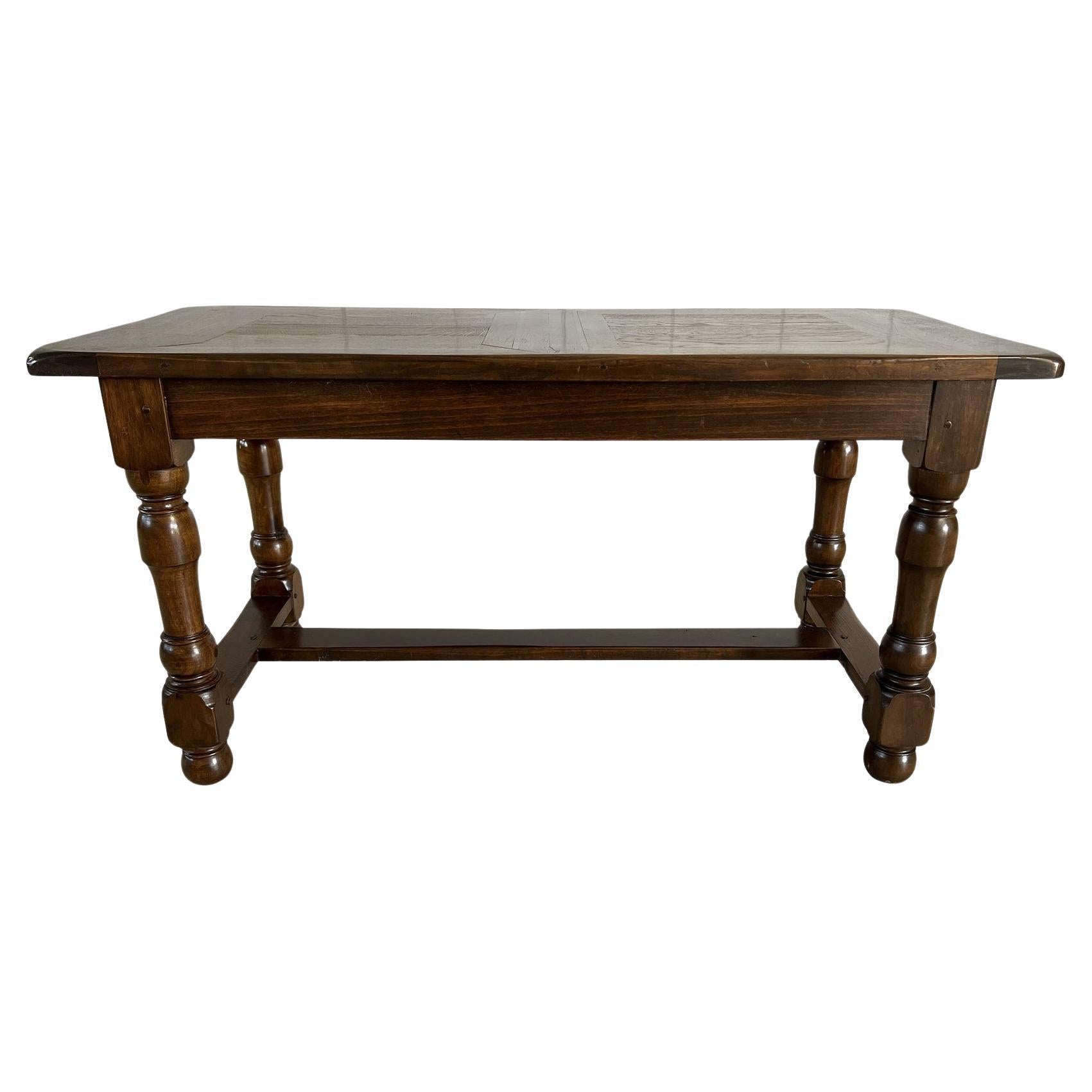Vintage French Farmhouse Walnut Side Coffee Table