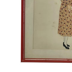 Vintage French Fashion Print by Lepage-Medvey, Costumes Français Champagne Woman