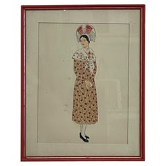 Vintage French Fashion Print by Lepage-Medvey, Costumes Français Champagne Woman