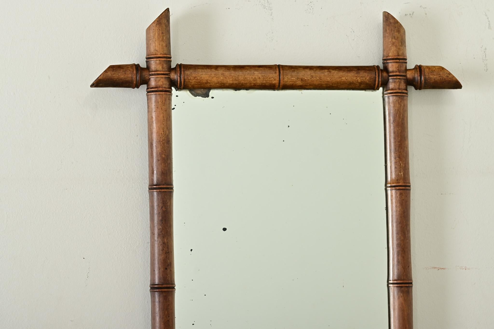 Other Vintage French Faux Bamboo Mirror