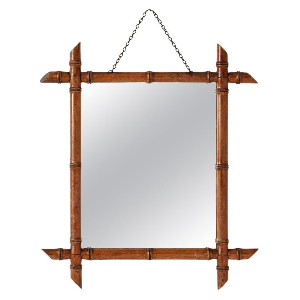 Miroir français vintage en faux bambou