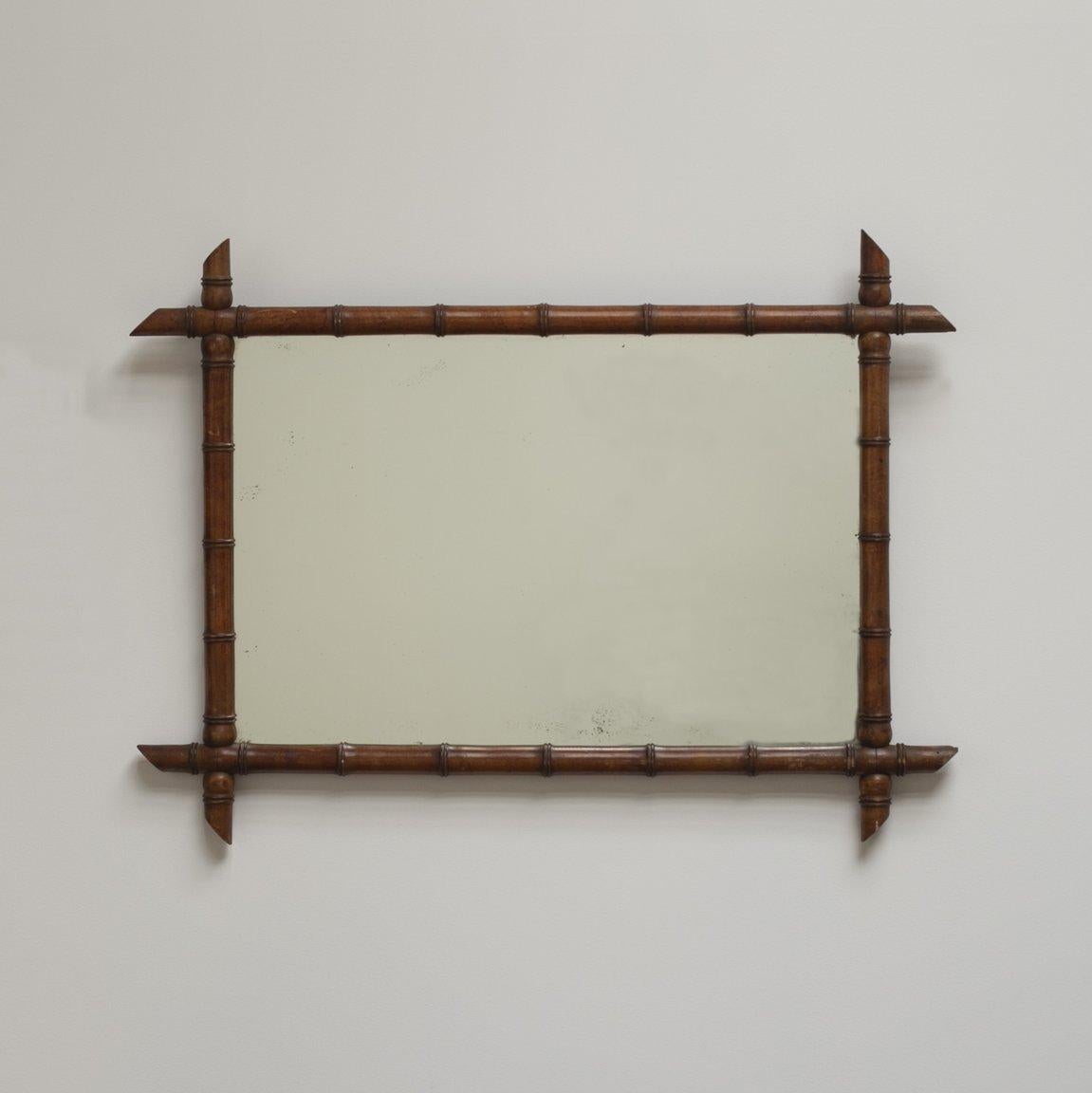 Vintage French faux bamboo wall mirror from France.
Mid-20th century.