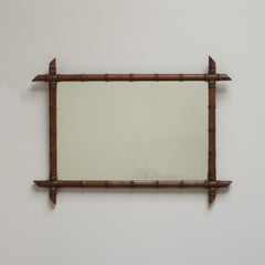 Vintage French Faux Bamboo Wall Mirror