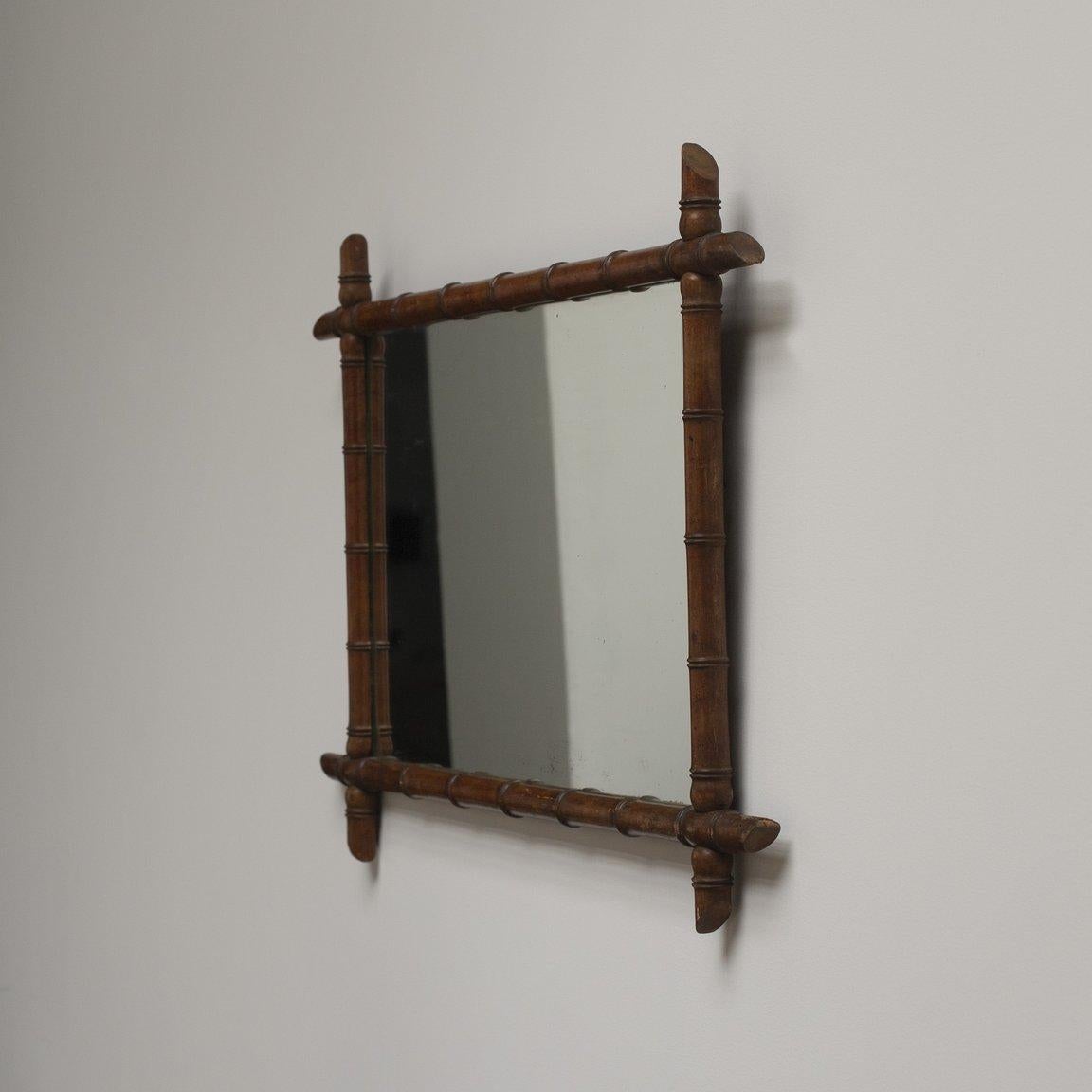 Vintage French Faux Bamboo Wall Mirror 4