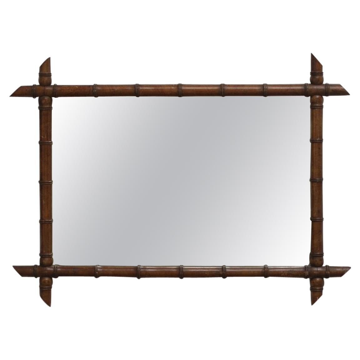 Vintage French Faux Bamboo Wall Mirror