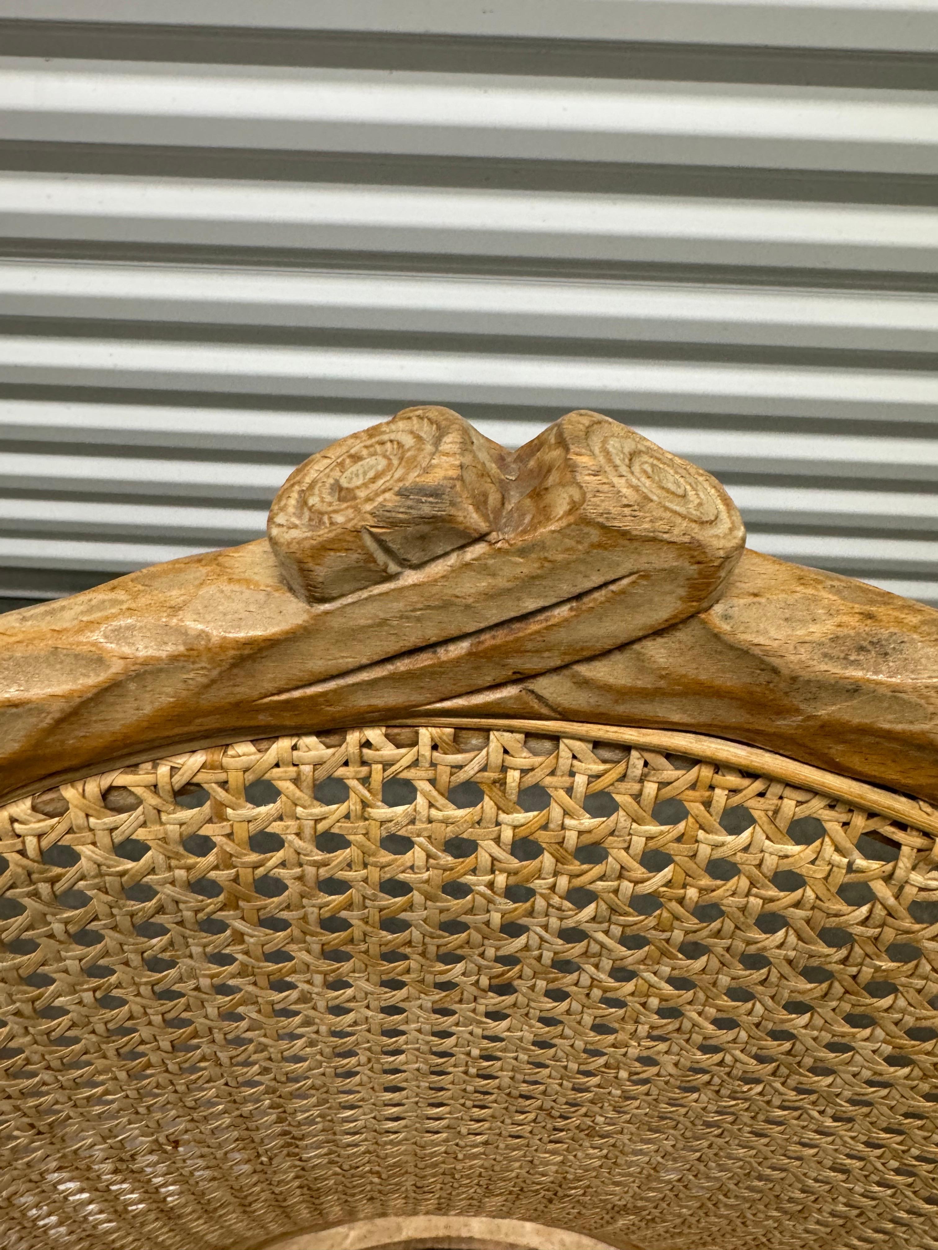 Vintage French Faux Bois Chairs With Rush Seat and Cane Back - A Pair 4