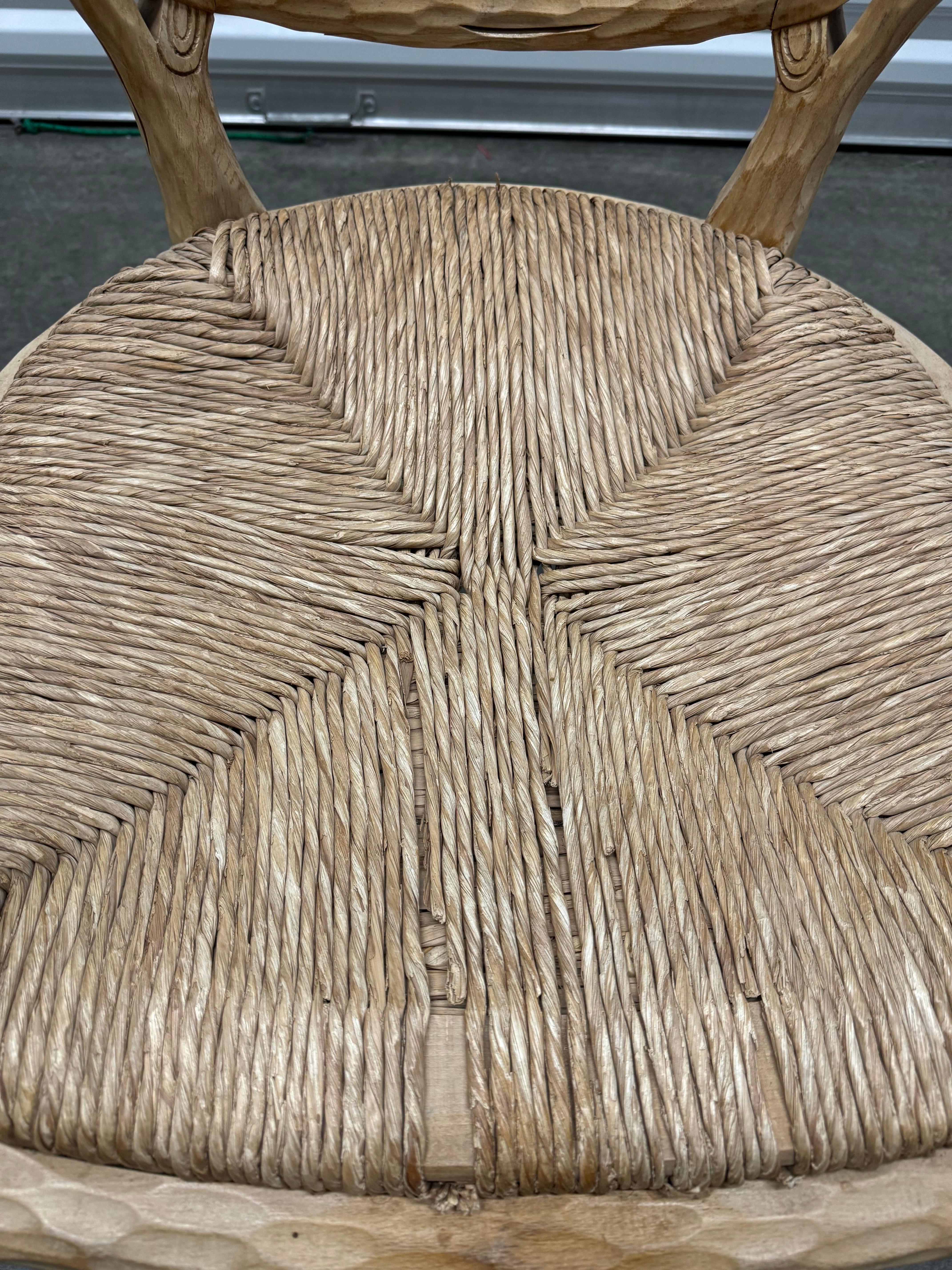 Vintage French Faux Bois Chairs With Rush Seat and Cane Back - A Pair 2