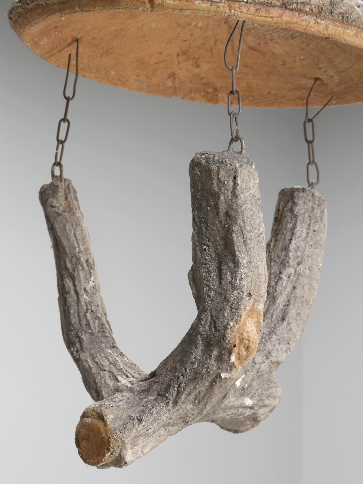 French Faux Bois Lantern or Bird Feeder with Builtin Planter All