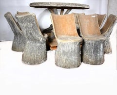 Vintage Italian Faux Bois Table and 8 Chairs