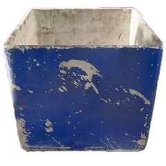 Vintage French Fiber Cement Square with Worn Blue Paint, circa 1950