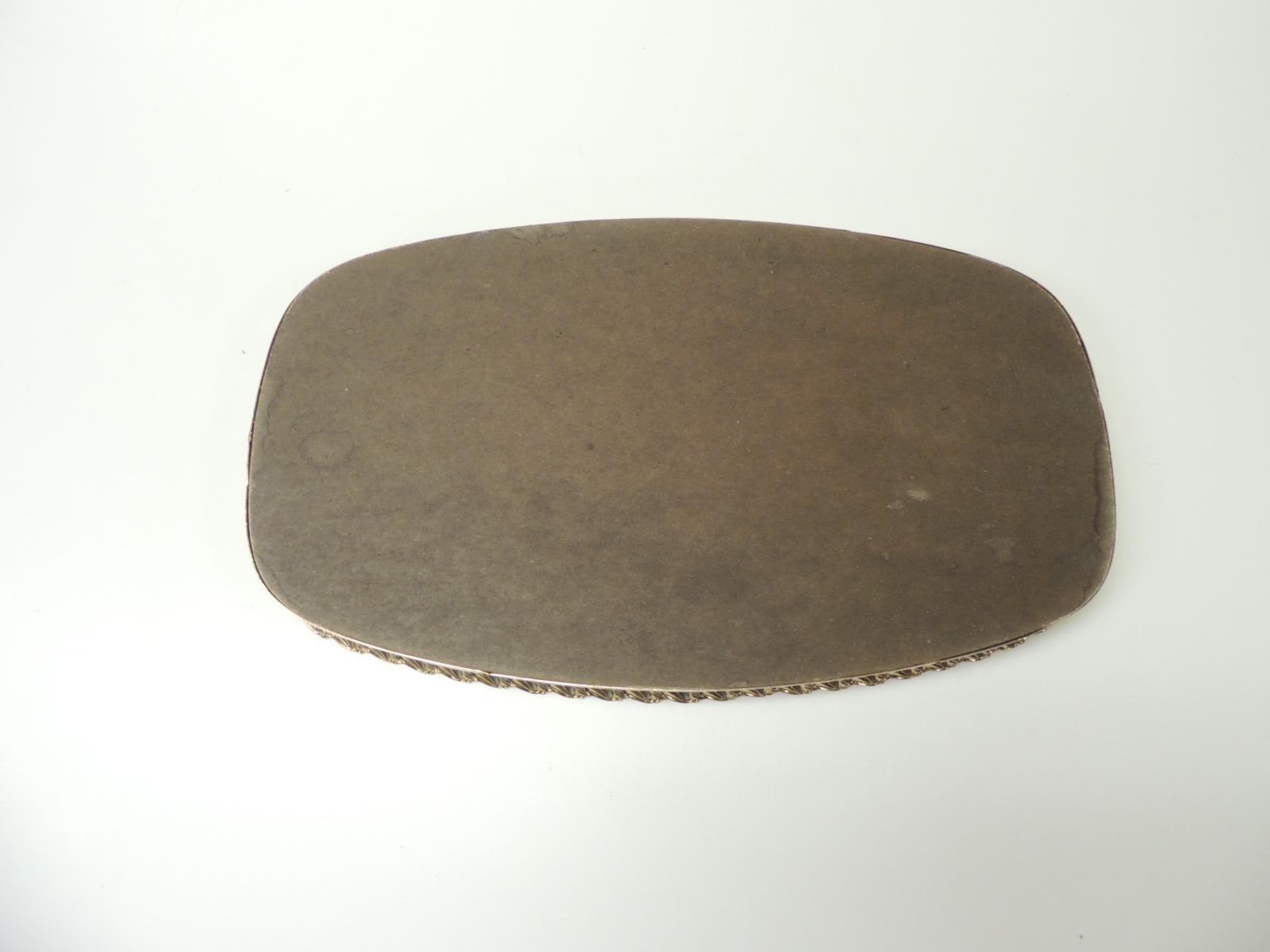 Français Vieux French Filigree Medium Oval Vanity Tray with Mirror