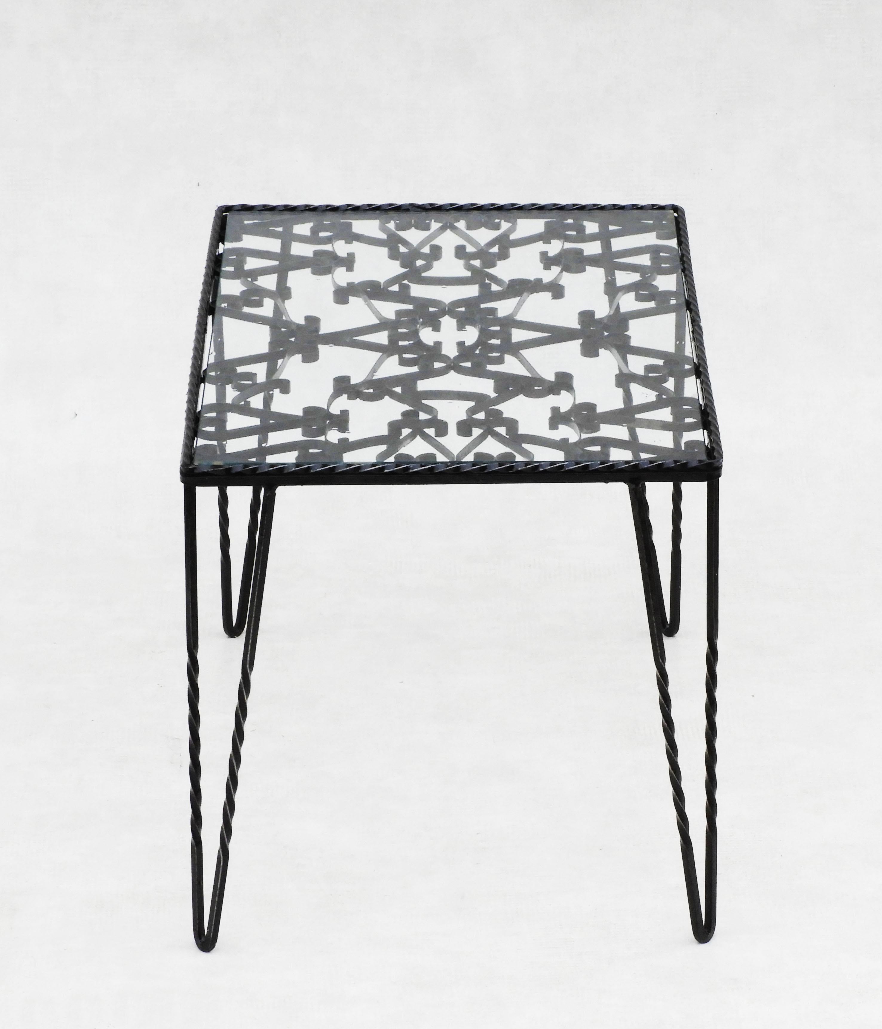 Mid-Century Modern Vintage French Filigree Side Table c1950s