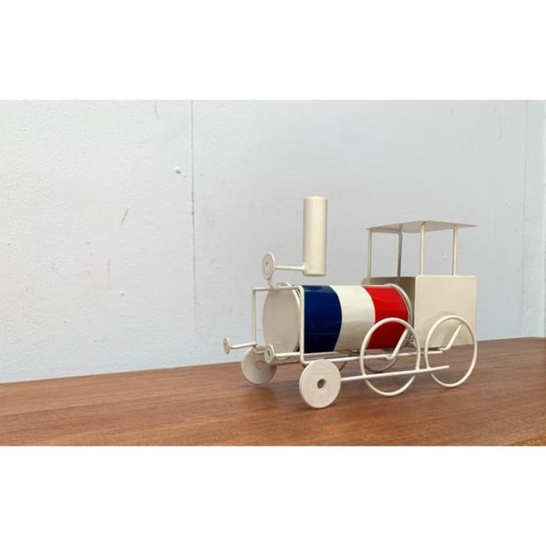 Vintage French Flag Tin Locomotive Figurine For Sale 1