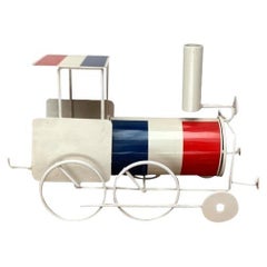 Vintage French Flag Tin Locomotive Figurine