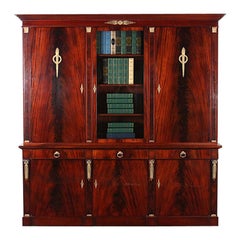 Vintage French Flame Mahogany Empire Bookcase