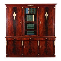 Vintage French Flame Mahogany Empire Bookcase