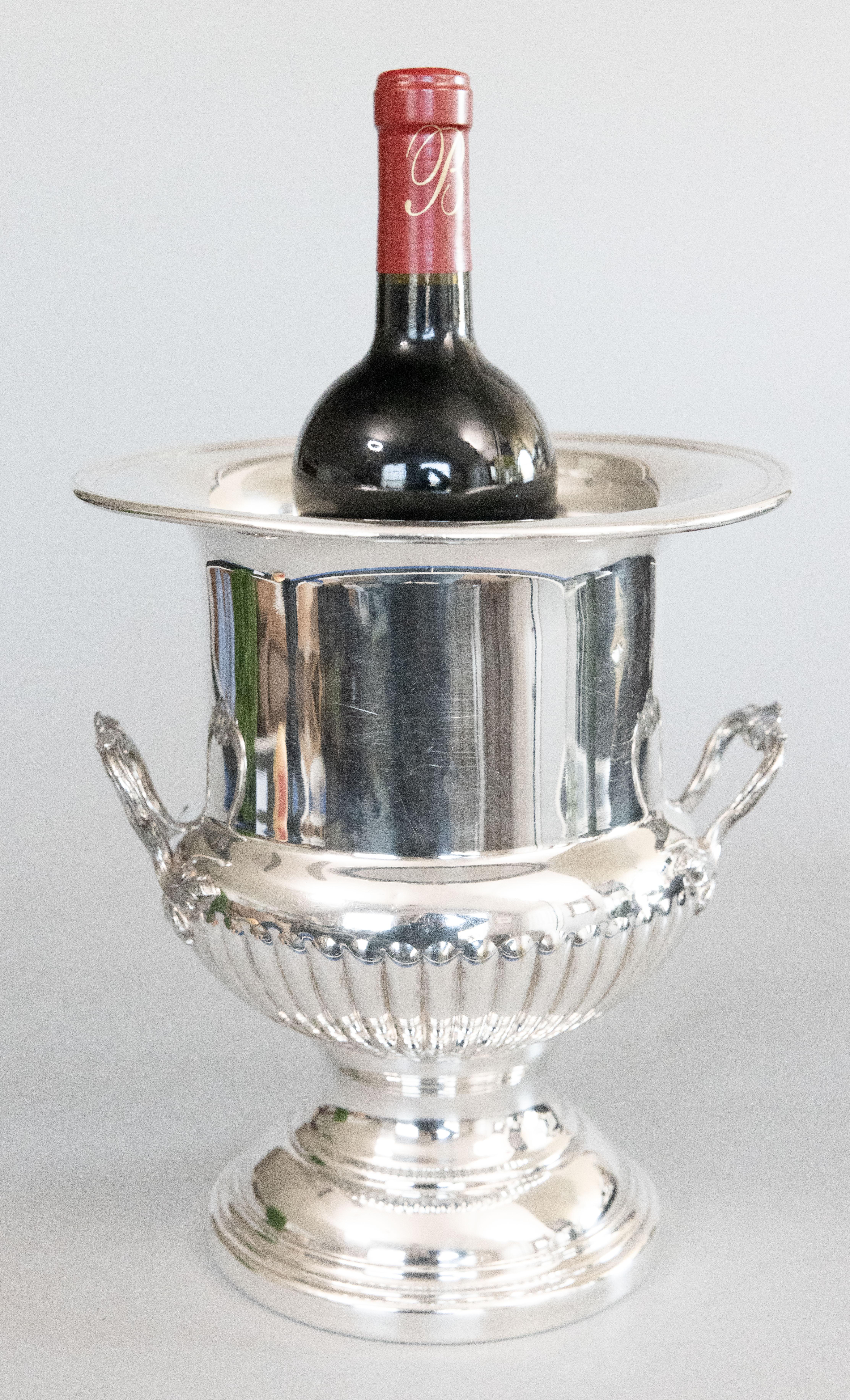 Vintage French Fleuron Christofle Silber Platte Champagner Eimer Weinkühler im Zustand „Gut“ im Angebot in Pearland, TX
