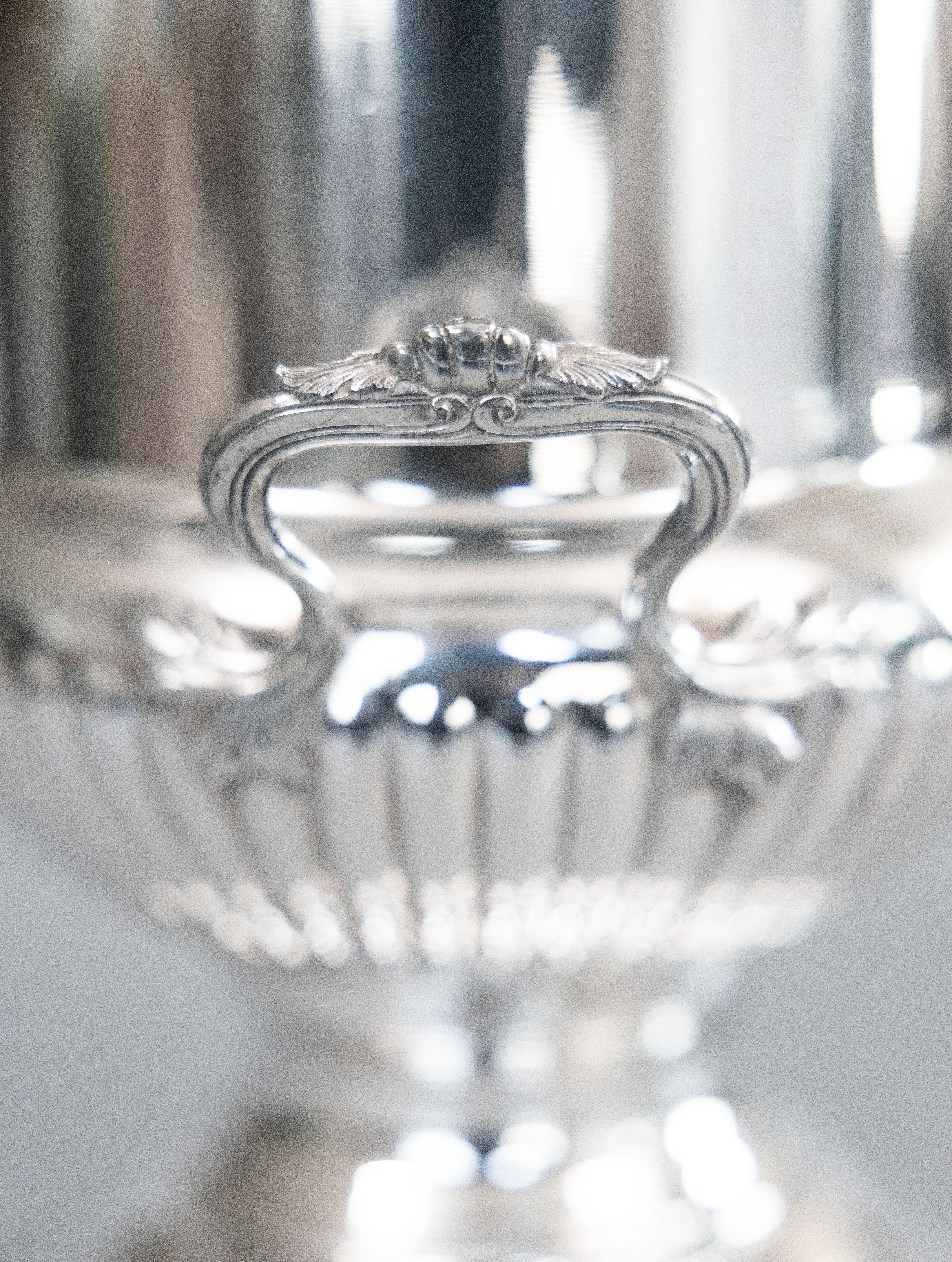 Vintage French Fleuron Christofle Silber Platte Champagner Eimer Weinkühler im Angebot 2