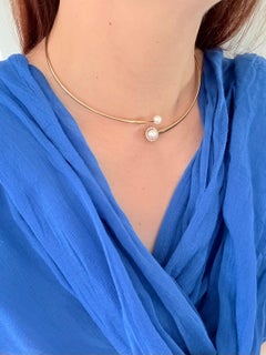 Vintage By Collana flessibile in oro giallo Perle e diamanti