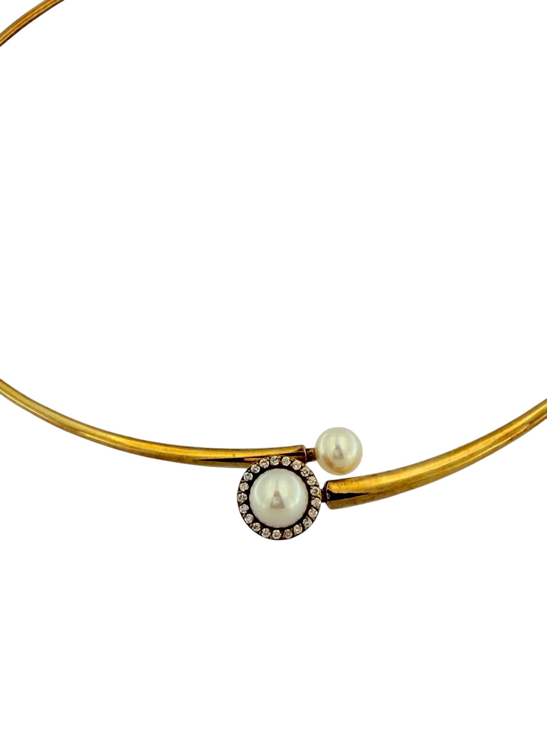 Vintage By Collana flessibile in oro giallo Perle e diamanti In condizioni buone in vendita a Esch sur Alzette, Esch-sur-Alzette