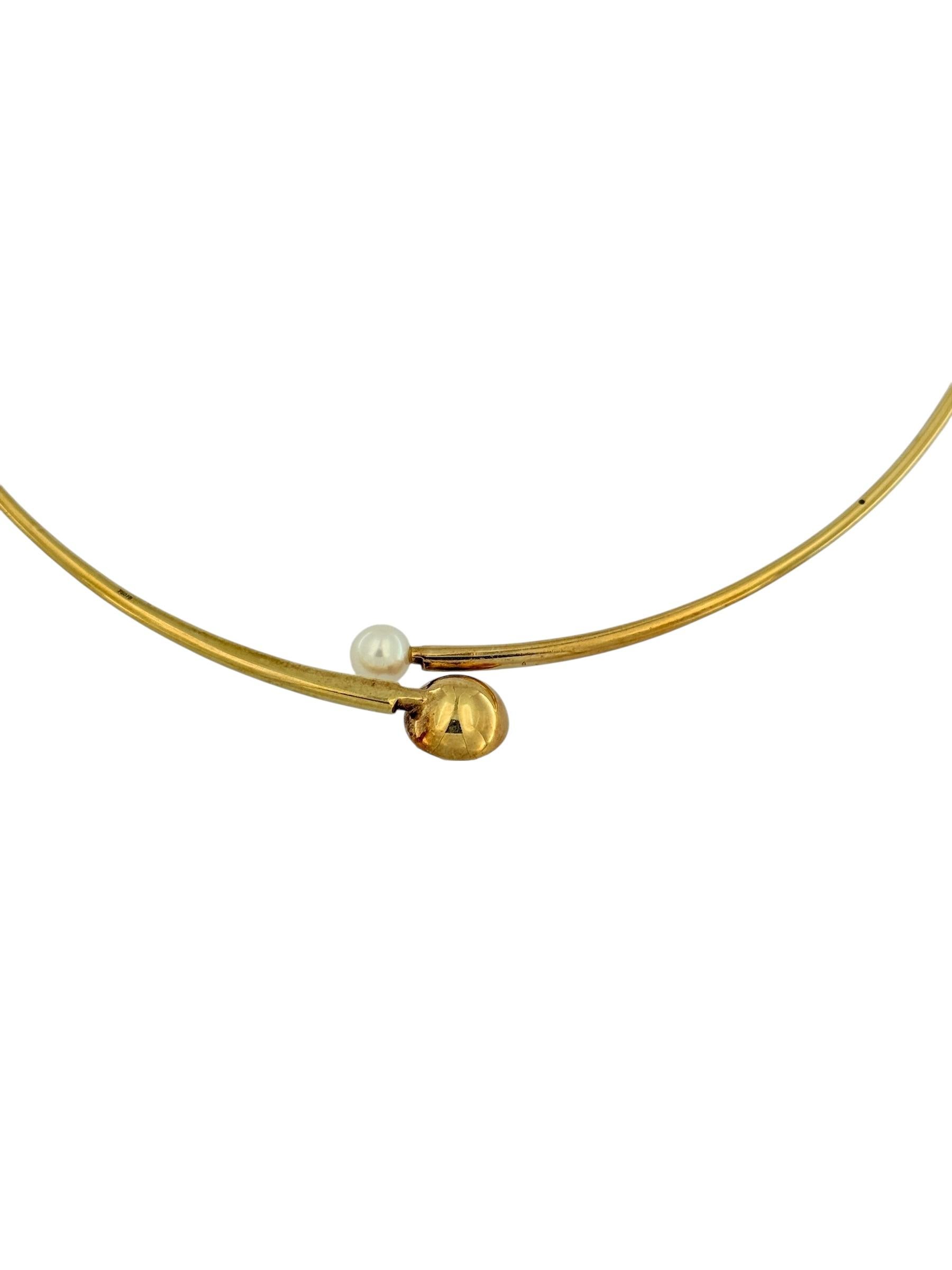 Vintage By Collana flessibile in oro giallo Perle e diamanti in vendita 3