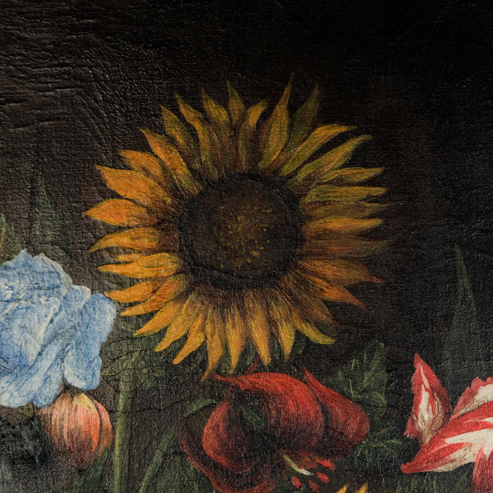 Vintage French Floral Arrangement Oil Painting For Sale 1