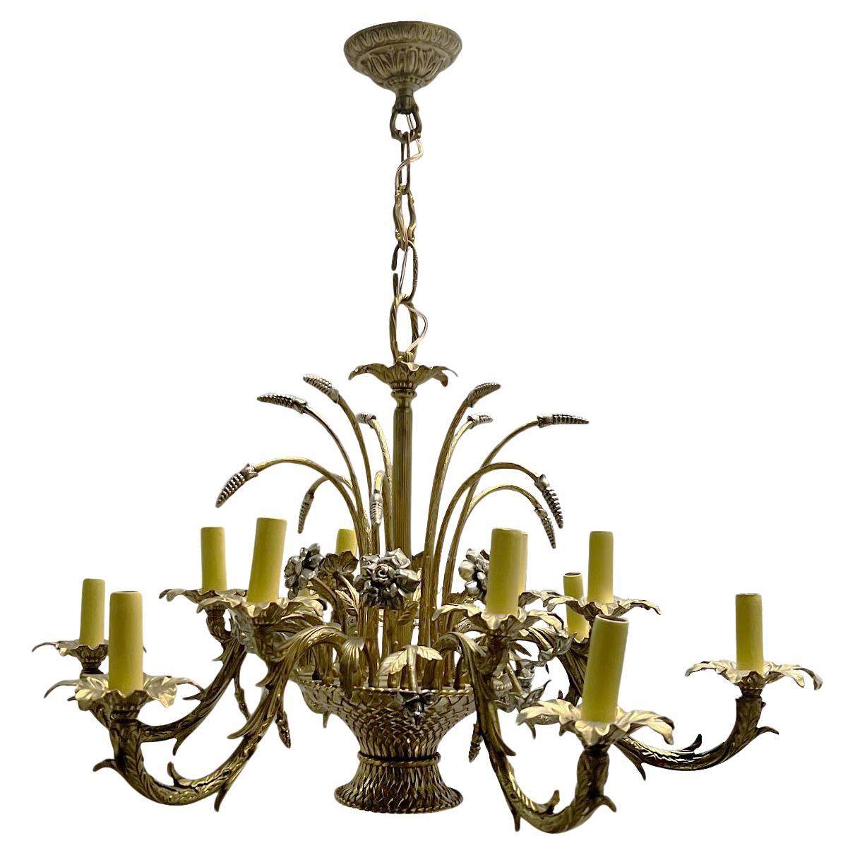 Lustre en forme de panier à fleurs français vintage