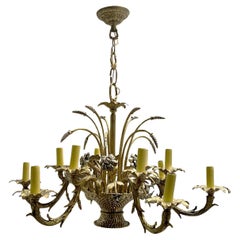 Vintage Französisch Blumenkorb Kronleuchter
