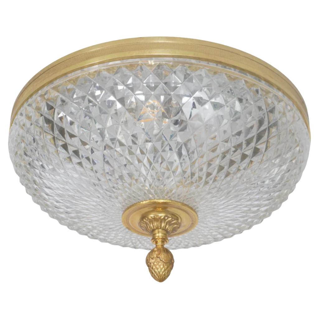 Empotrable francés vintage de cristal y luz de bronce en venta