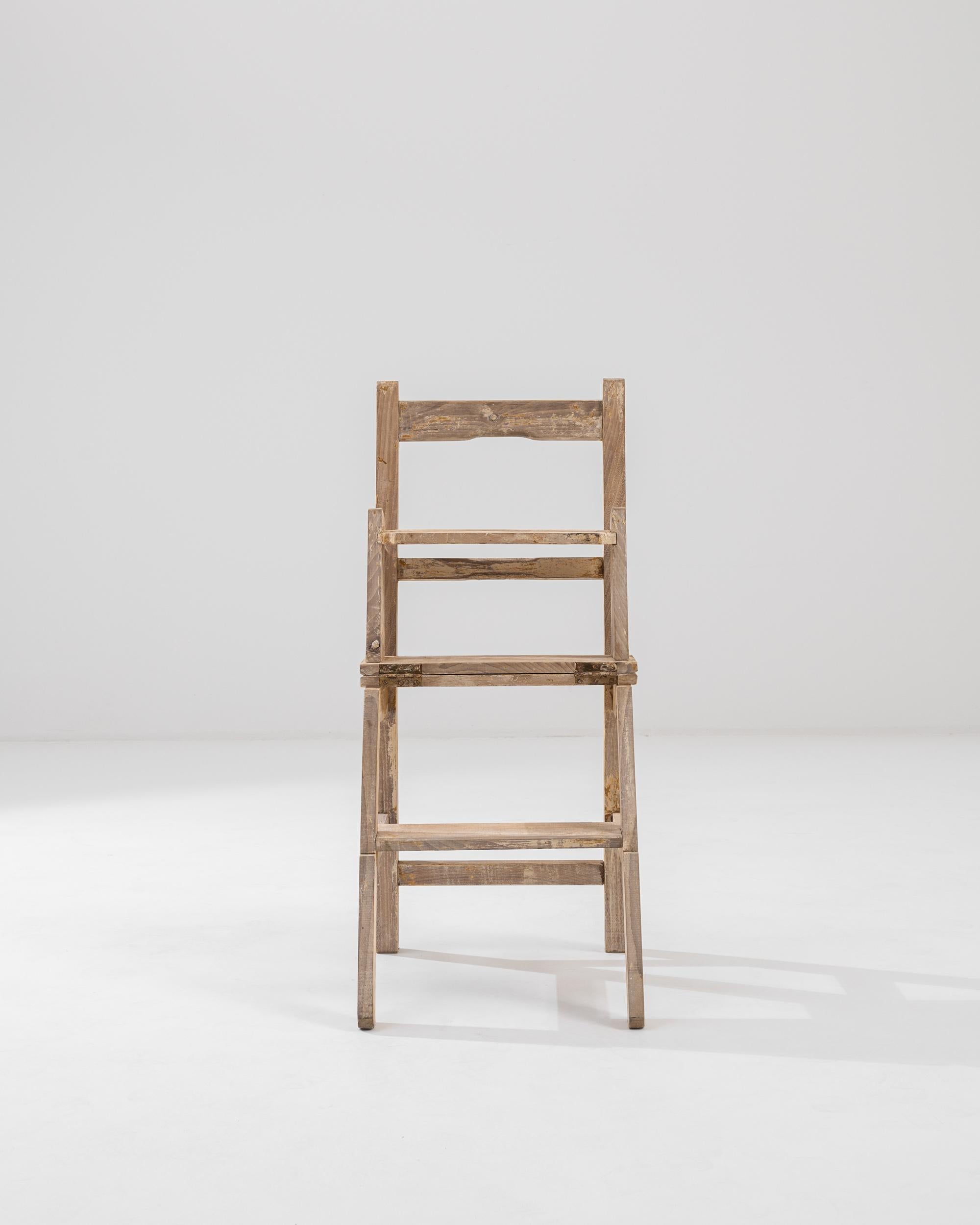 Rustic Vintage French Foldable Step Stool Chair