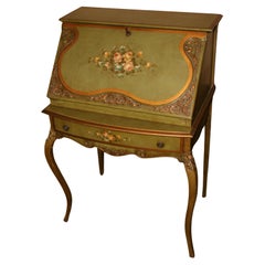 Escritorio plegable francés vintage con flores pintadas a mano