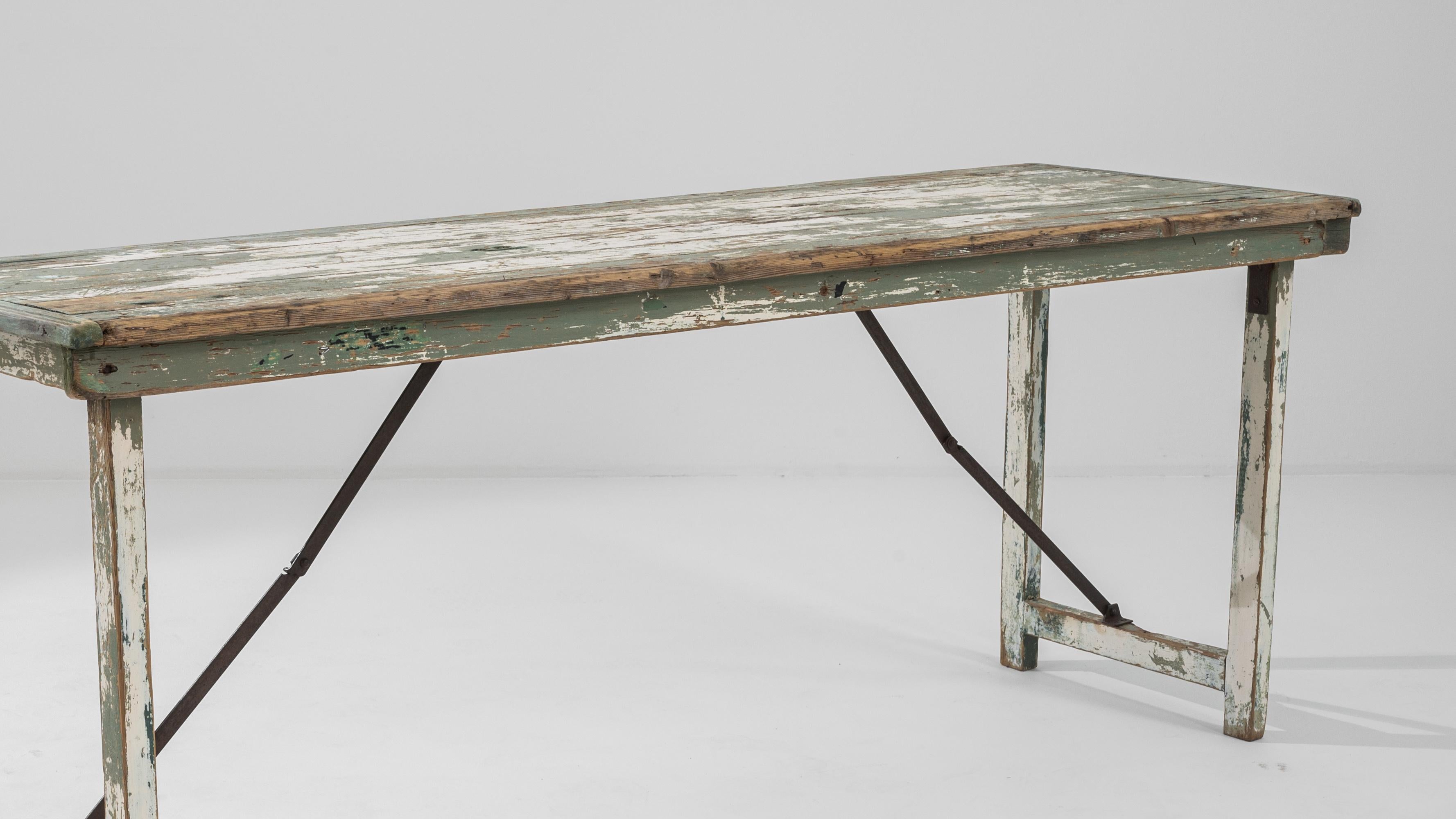 Rustic Vintage French Folding Picnic Table For Sale