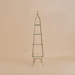 Vintage French Four-Tier Brass + Glass Étagère