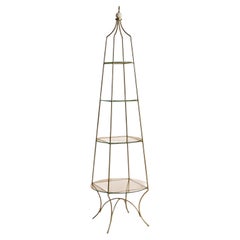 Vintage French Four-Tier Brass + Glass Étagère