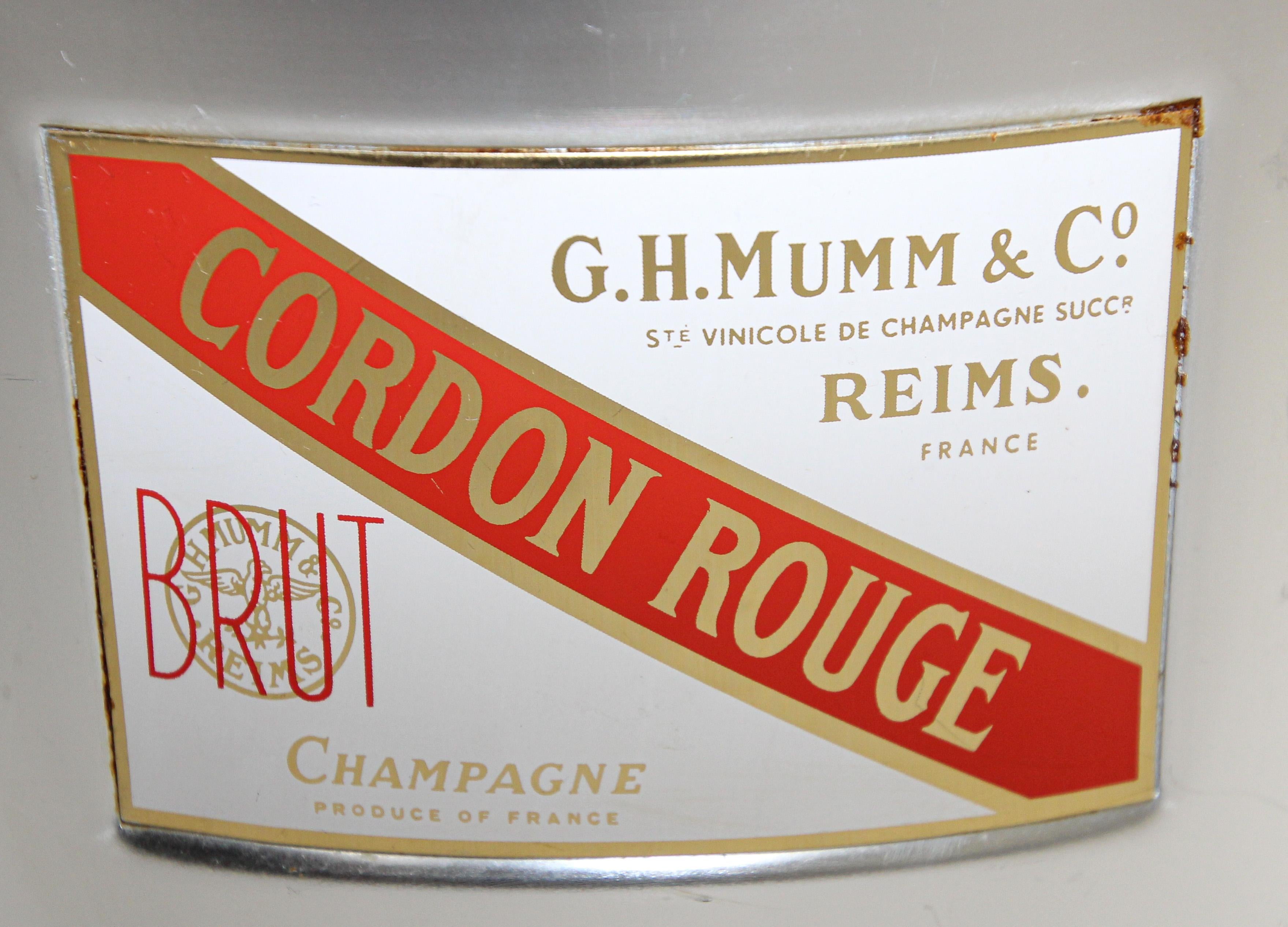 Vintage French G H Mumm Cordon Rouge Reims Champagne Ice Bucket Cooler For Sale 1