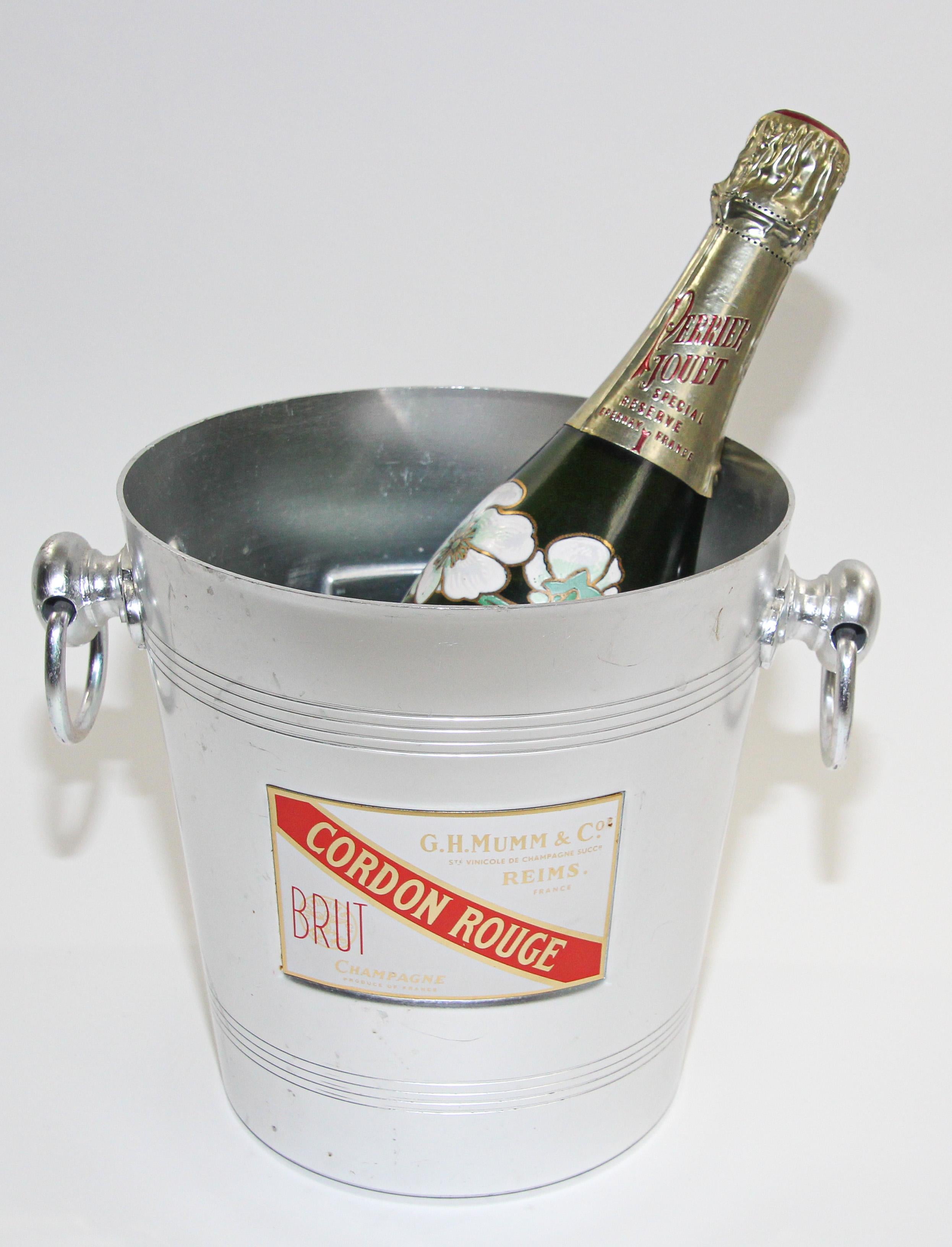 An aluminum 1970s champagne ice bucket cooler manufactured in France for the 