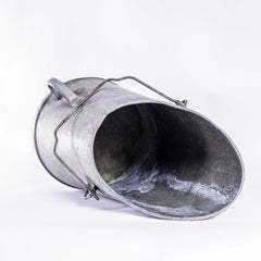 Vintage French Galvanised Coal Scuttle Scoop