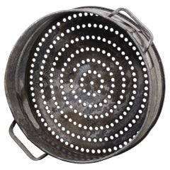 Vintage French Galvanised Round Sieve