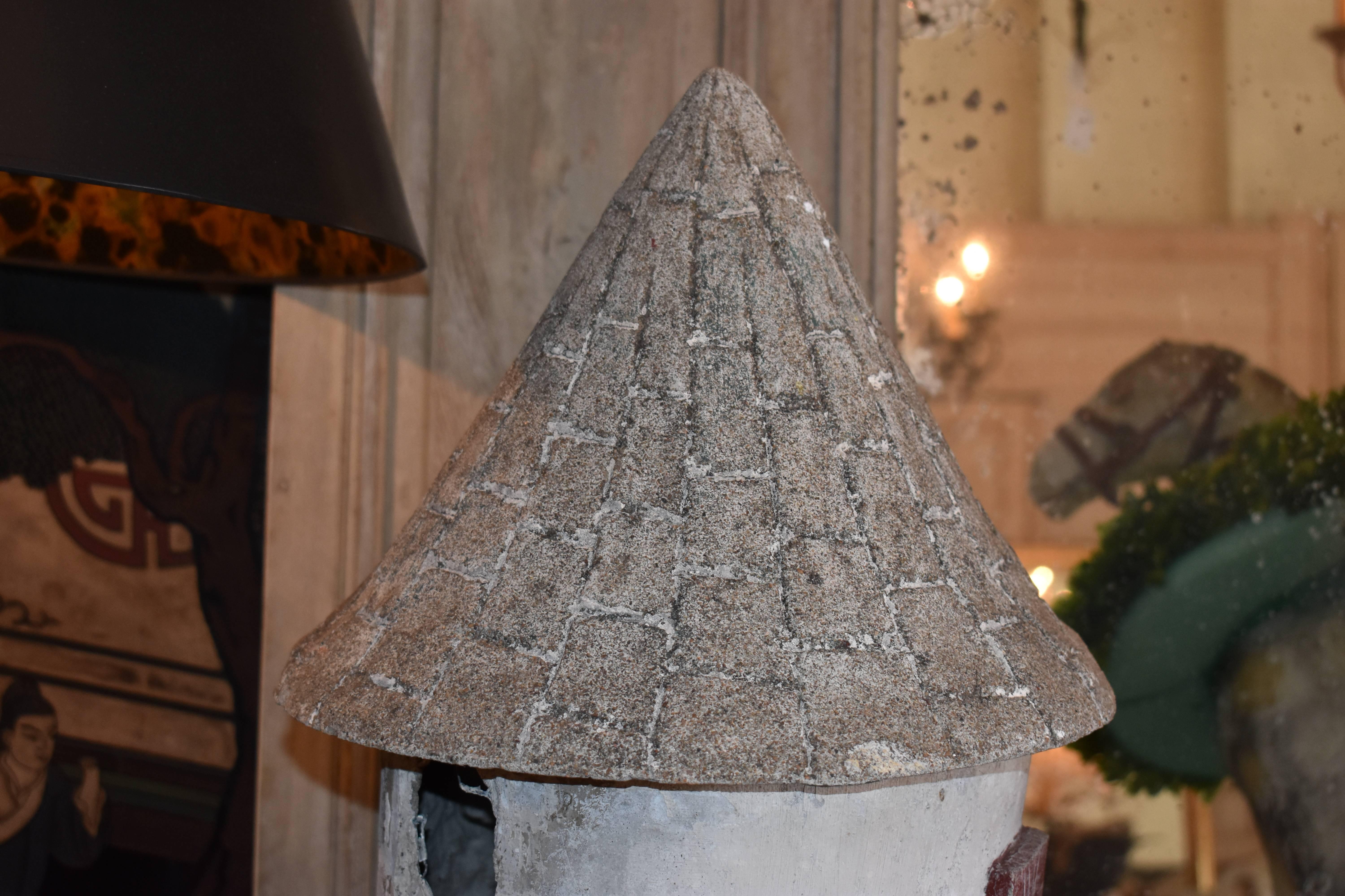 Whimsical vintage French cement birdhouse.