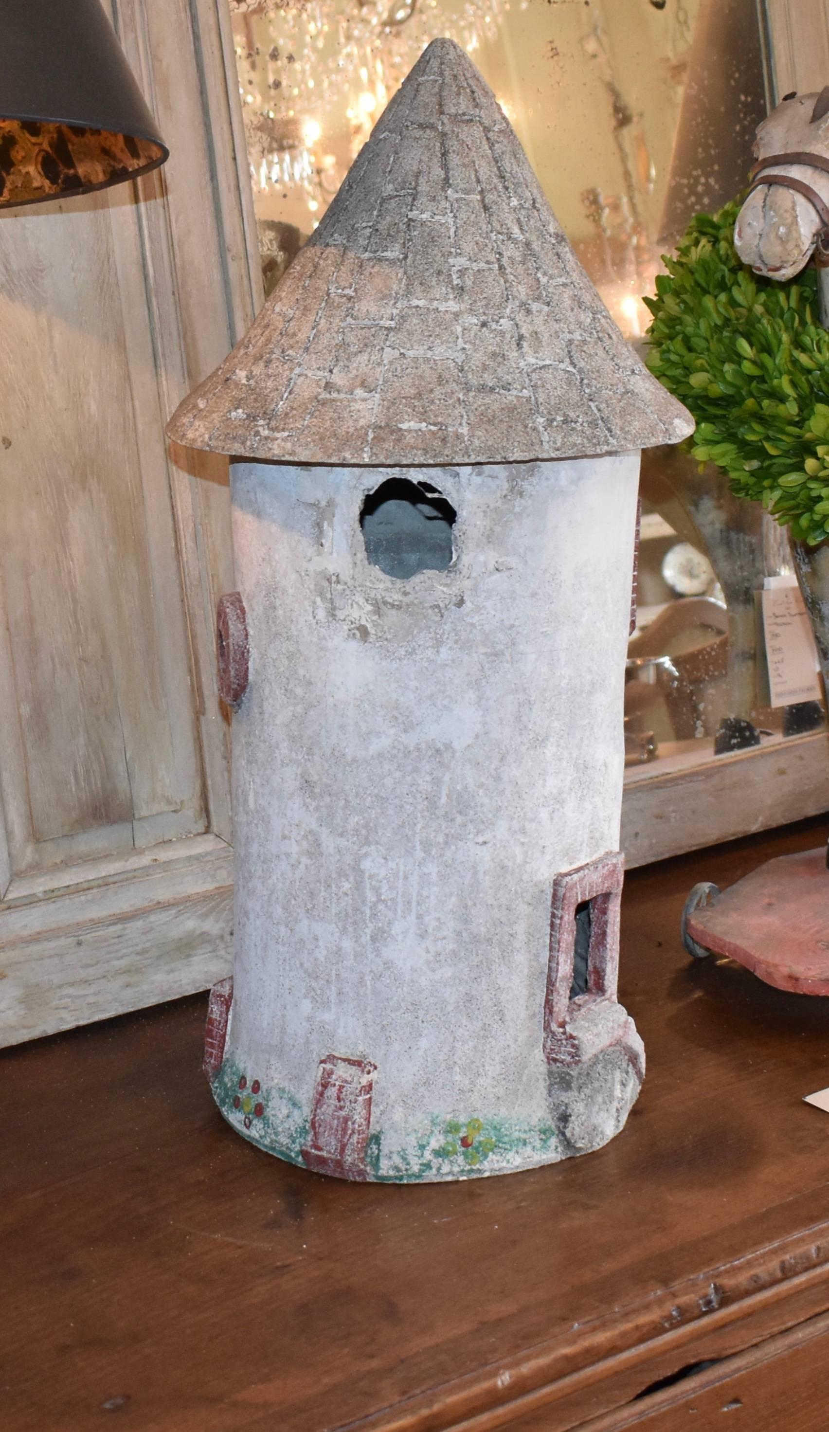 Vintage French Garden Cement Birdhouse 5