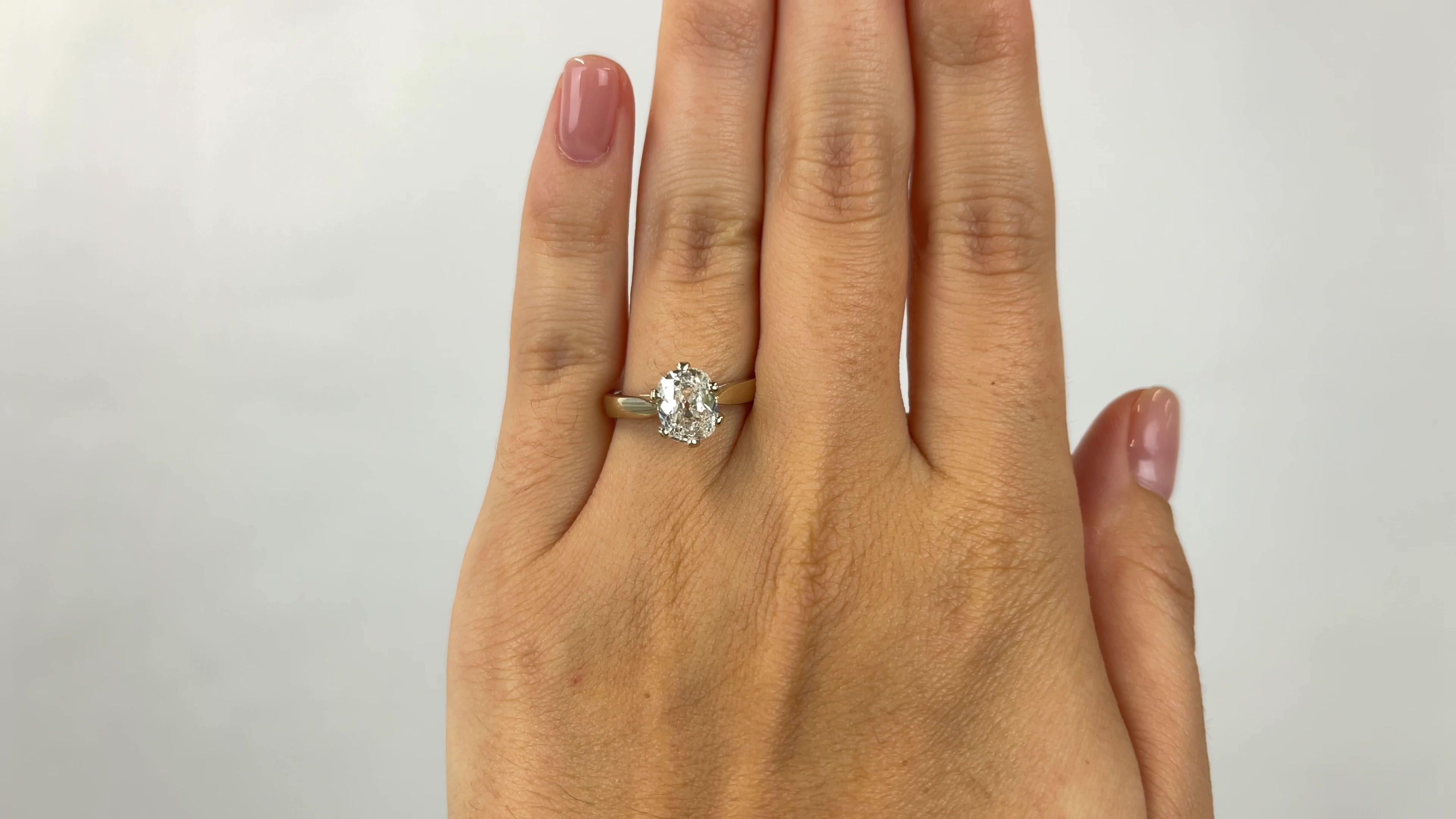 Vintage French GIA 1.51 Antique Cushion Cut Diamond 18k Gold Engagement Ring In Excellent Condition In Beverly Hills, CA