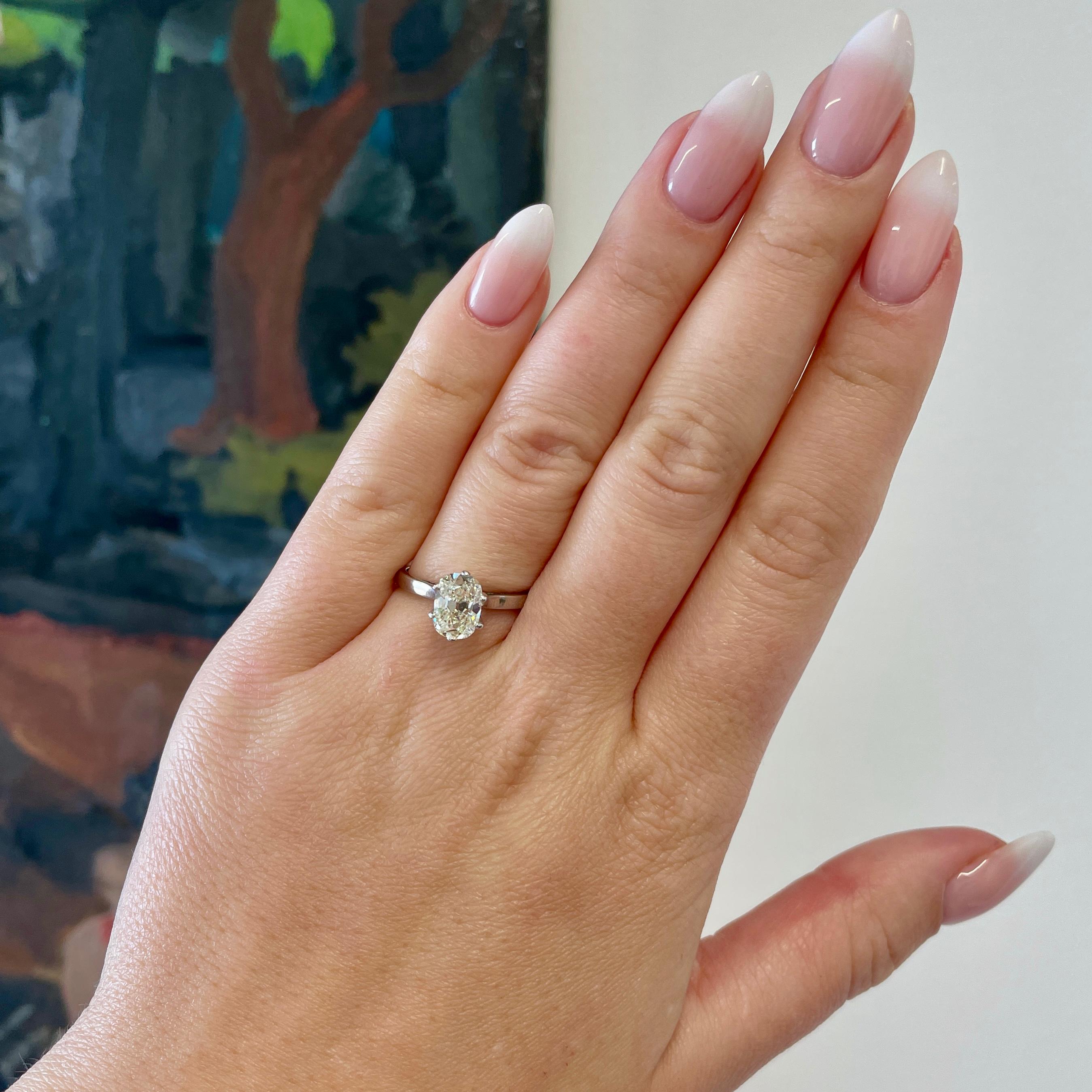 Are you looking for a timeless and classic ring; one not only with historical value but still stylish today? Consider this Vintage French GIA 1.54 carat Antique Cushion Cut Diamond White Gold Solitaire Engagement Ring. This ring provides simplicity,