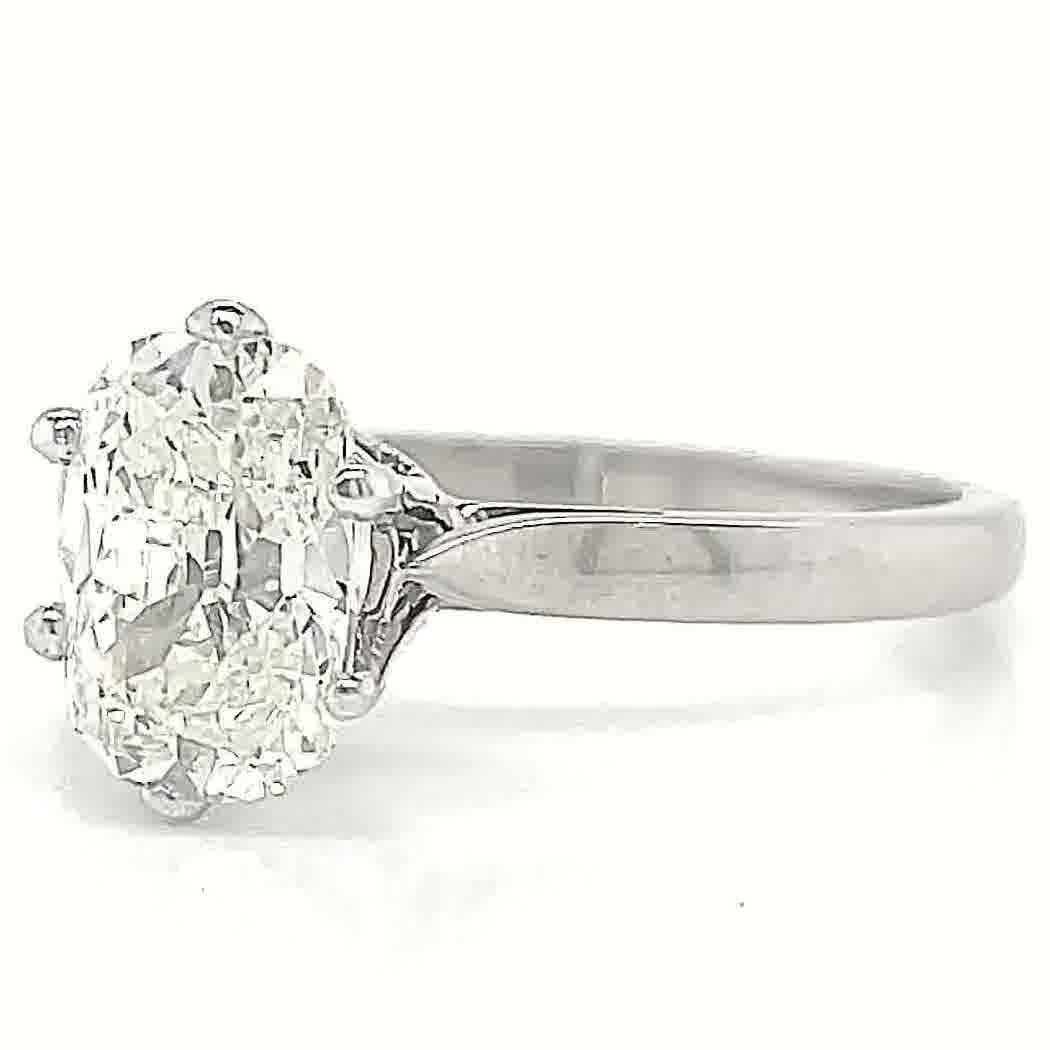 Women's Vintage French GIA 1.54 Carat Antique Cushion Cut Diamond Gold Engagement Ring